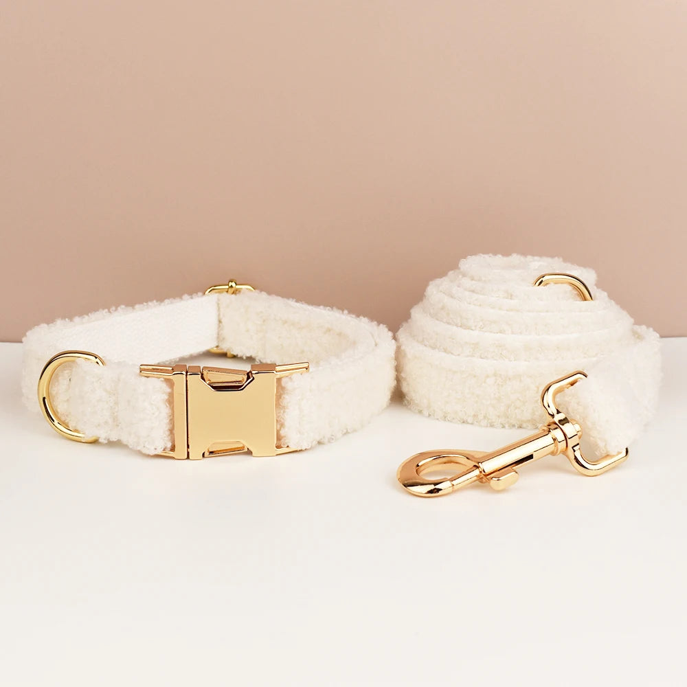 Wedding Handmade Knitted Personalized Dog Collar, Leash & Harness Set