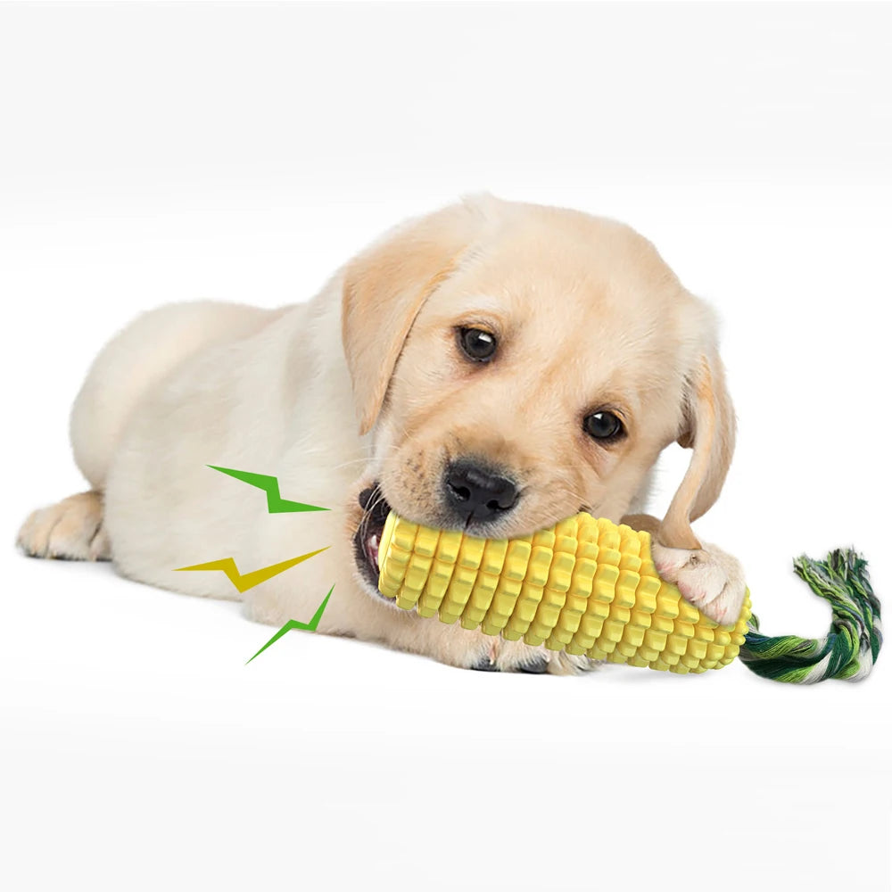 Squeaky Corn Dog Toy – Durable Elastic Chew Toy for Teeth Cleaning & IQ Training