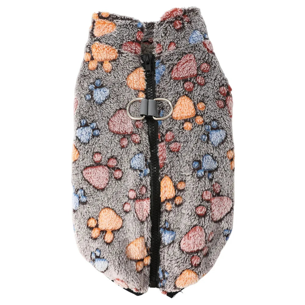 Fleece Winter Dog Jacket – Warm Adjustable Vest with D-Ring for Small Dogs
