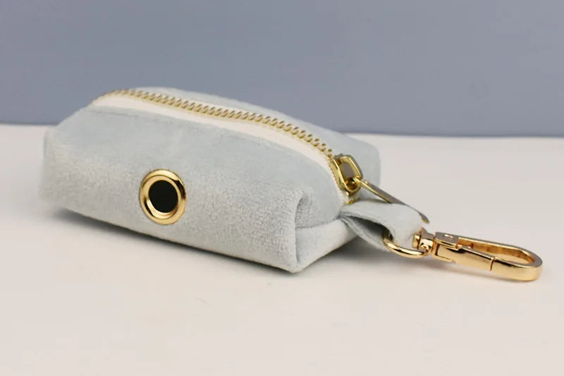 Light Blue Velve Personalized Dog Collar, Leash & Harness Set