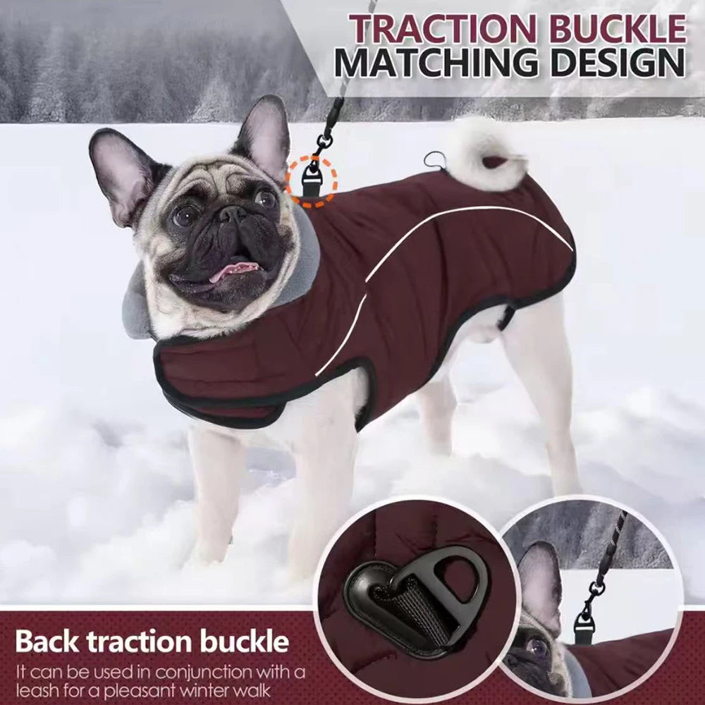 Waterproof Warm Dog Winter Jacket – Reflective Outdoor Cotton Coat for Medium & Large Dogs