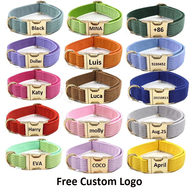 Multi Colors Personalzied Corduroy Dog Collars