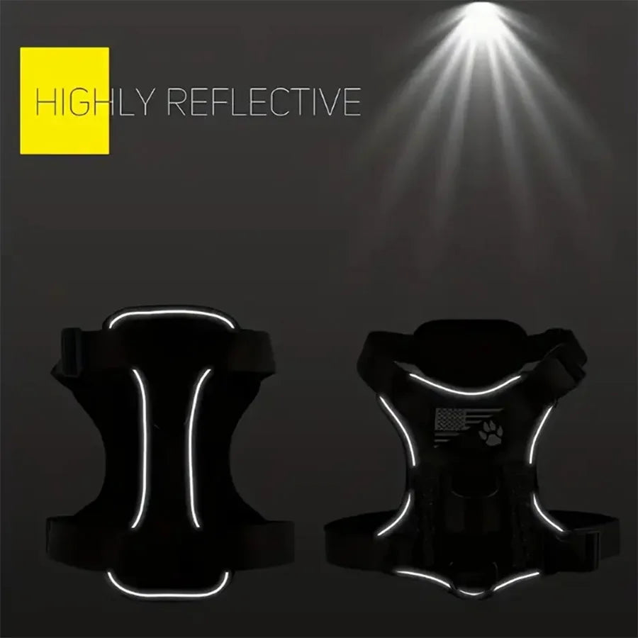 Reflective Dog Harness – Adjustable Soft Oxford Vest with 5 Removable Patches