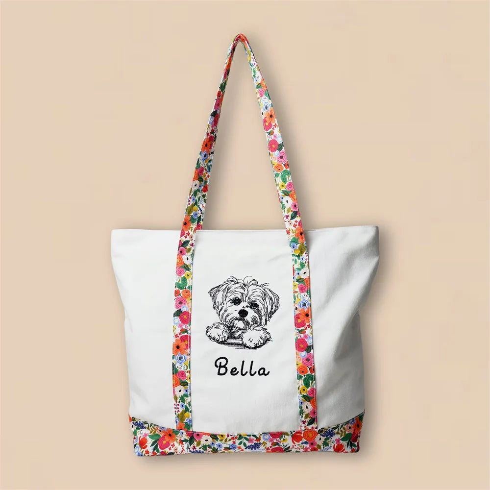 Embroidered Canvas Tote Bag