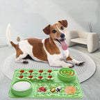 Silicone Dual Slow Feeder Bowl – Anti-Slip Suction Cup Pet Feeding Mat