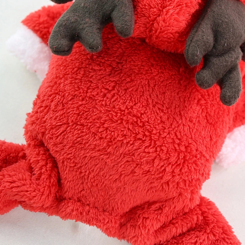 Christmas Elk Dog Hoodie – Warm Coral Velvet Winter Outfit for Small Dogs
