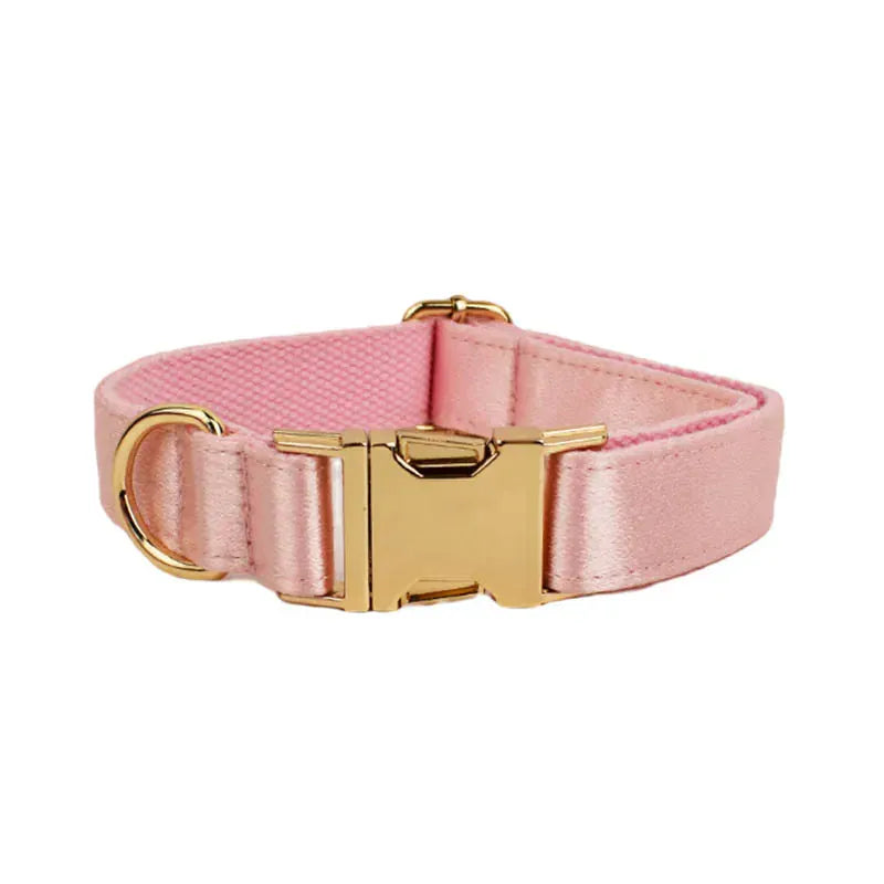 Satin Pink Wedding Dog Collar Leash Harness Set