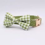 Green Polka Dot Floral Dog Collar and Leash Set