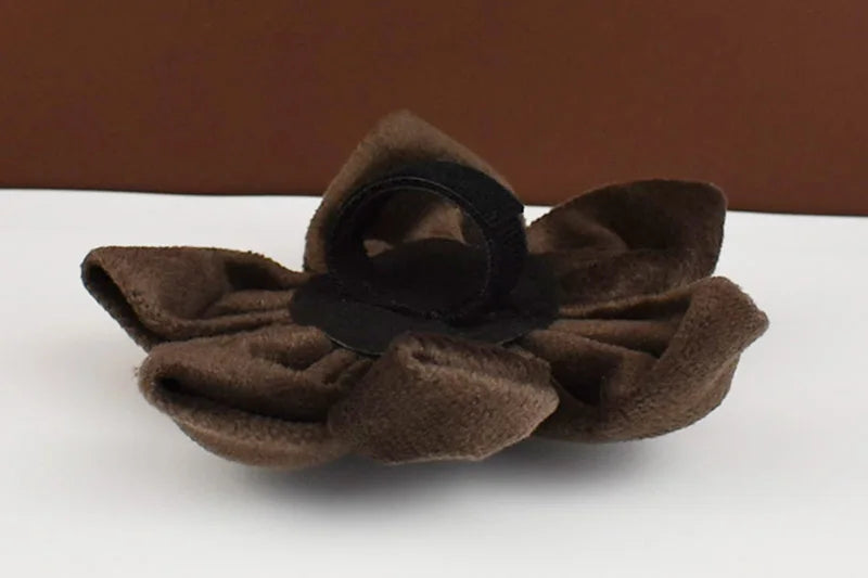 Dark Brown Velvet Personalized Dog Collar, Leash & Harness Set