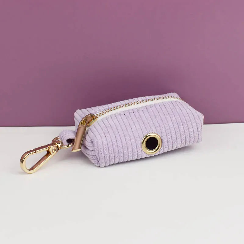 Purple Corduroy Dog Collar Leash and Harness Set