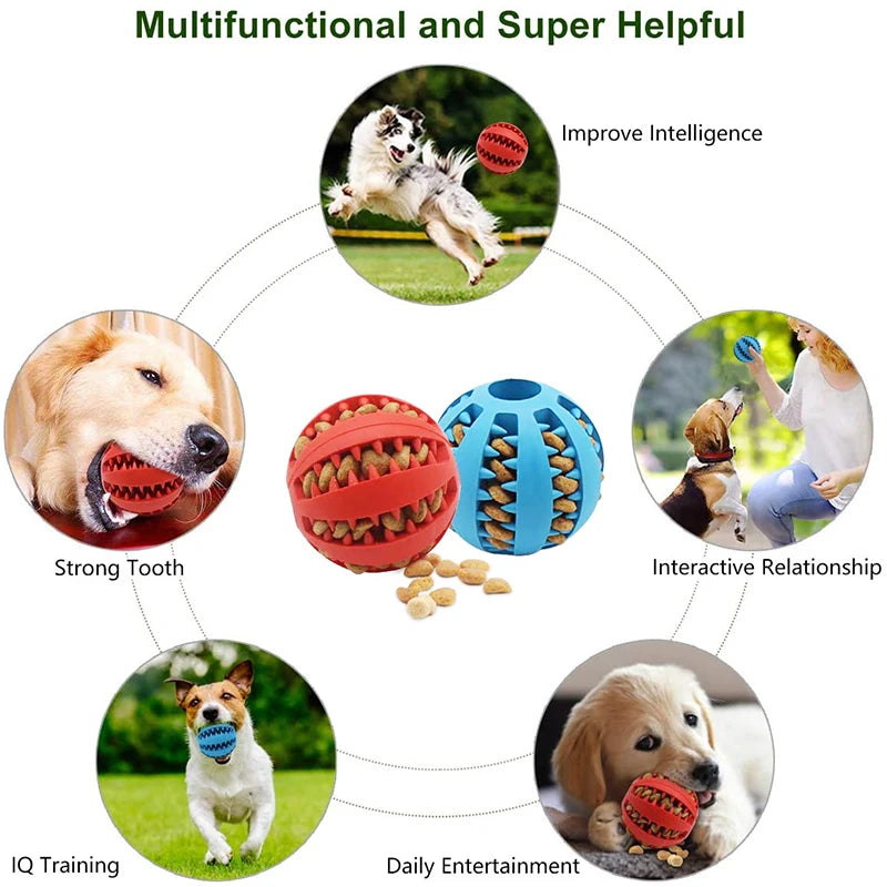 Rubber Dog Ball Toy – Interactive Chew & Food Dispensing Ball for Small Dogs