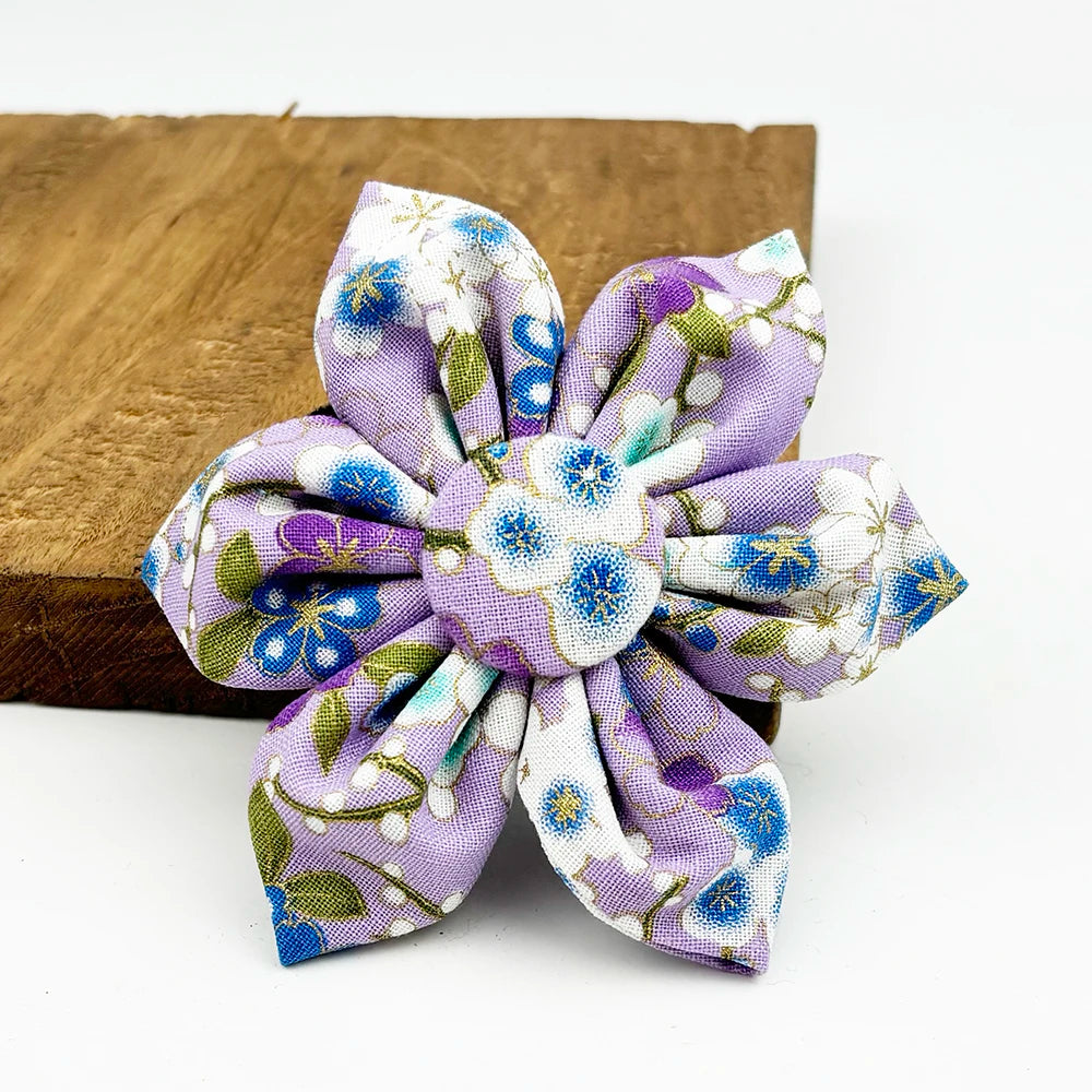 Purple Soft Cotton Personalized Dog Collar, Leash & Harness Set