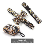 DDPaws Collar + Leash + Bowtie + Poop Bag / XS Brown Leopard Velvet Set