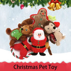 Christmas Plush Squeaky Dog Toy – Festive Santa, Elk, Gingerbread & Donut Designs