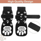 Anti-Slip Dog Socks with Adjustable Straps – 4Pcs Set for Indoor Paw Protection