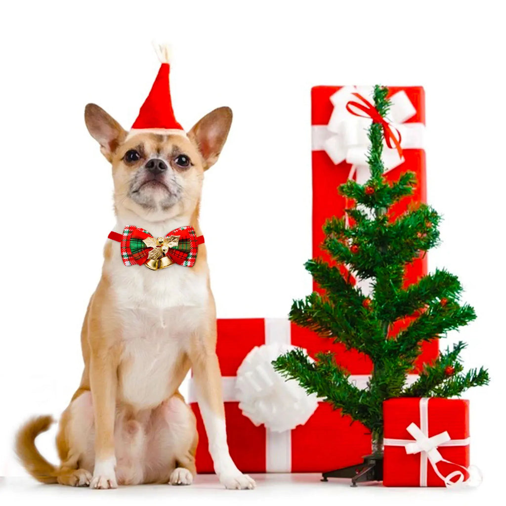 Christmas Dog Collar with Bell & Tie – Festive Adjustable Collar for Dogs & Cats