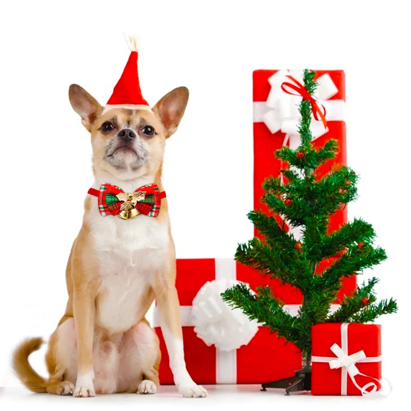 Christmas Dog Collar with Bell & Tie – Festive Adjustable Collar for Dogs & Cats