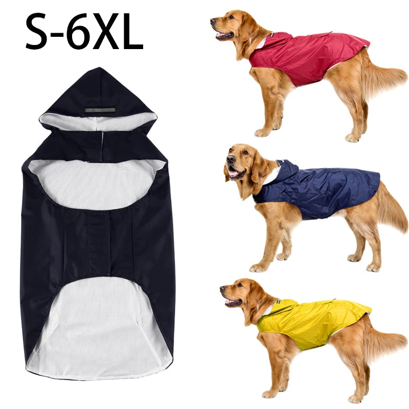 Waterproof Dog Raincoat with Reflective Stripe – Lightweight Hooded Poncho for All Seasons