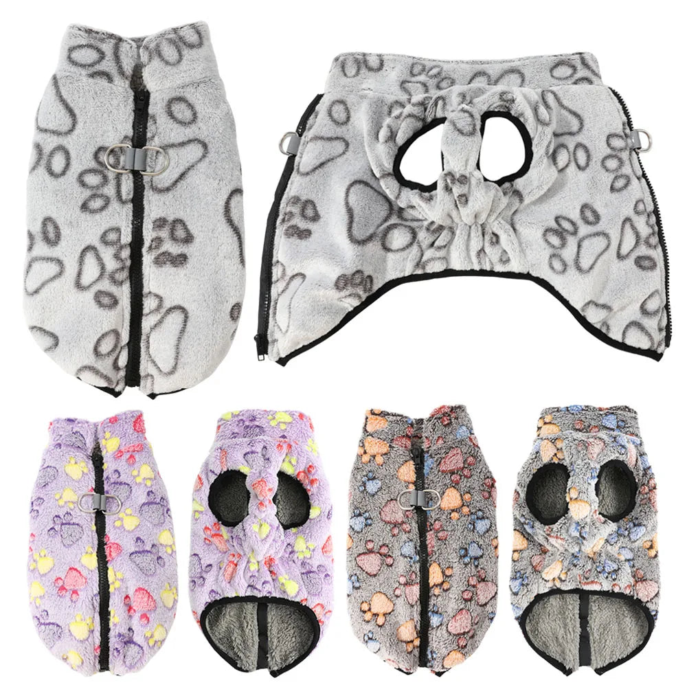 Fleece Winter Dog Jacket – Warm Adjustable Vest with D-Ring for Small Dogs