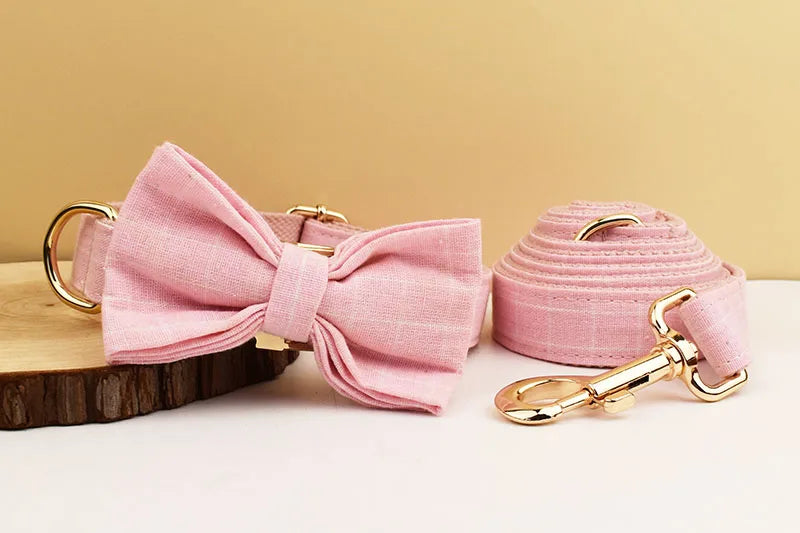 Personalized Plaid Dog Collar Leash Set