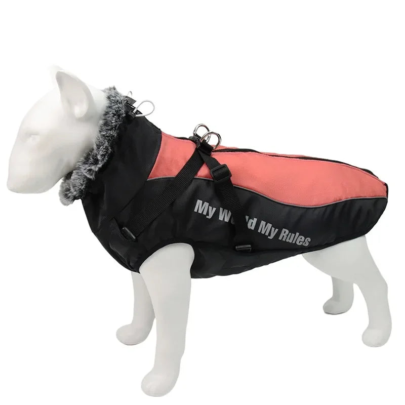 Waterproof Winter Dog Coat with Harness – Warm Jacket for Large Dogs