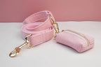 Pink Corduroy Personalized Dog Collar, Leash & Harness Set