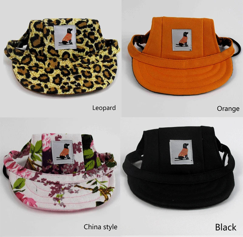 Dog Sun Hat – Adjustable Canvas Baseball Cap for Small & Medium Dogs