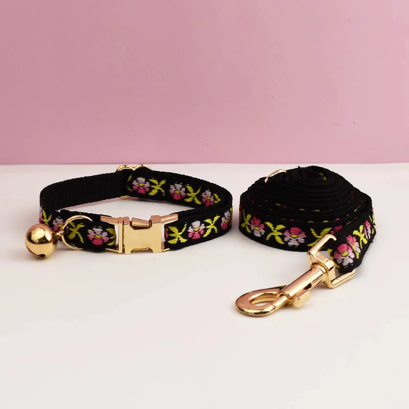Cute Cat Collar, Harness & Leash Set – Personalized Engraved Nameplate, Padded