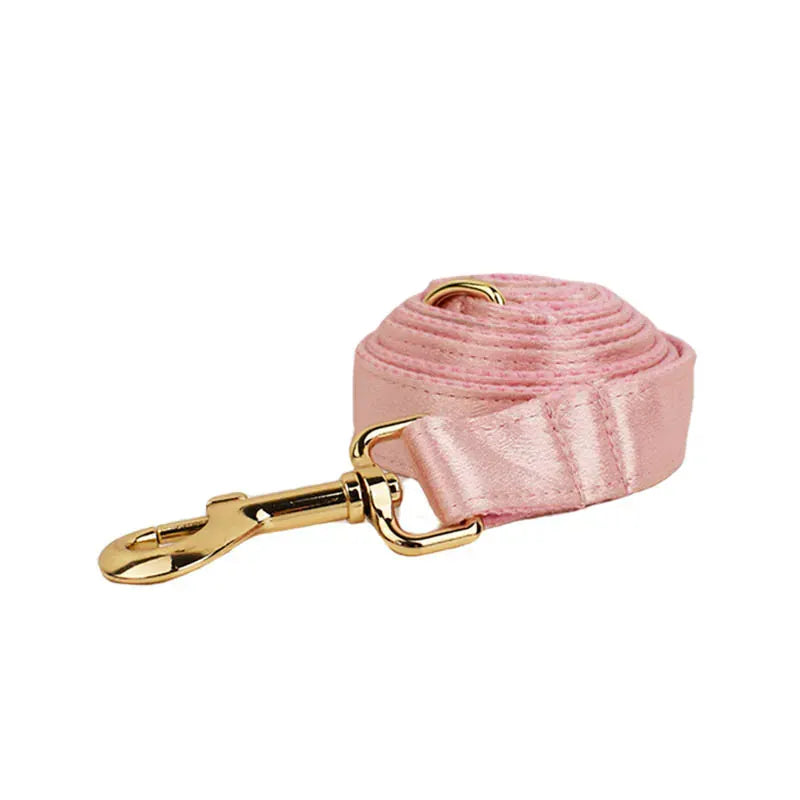 Satin Pink Wedding Dog Collar Leash Harness Set