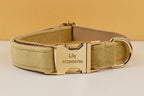 Nude Velvet Personalized Dog Collar, Leash & Harness Set
