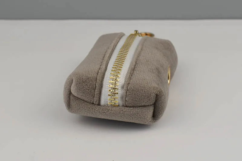 Light grey Velvet Personalized Dog Collar, Leash & Harness Set