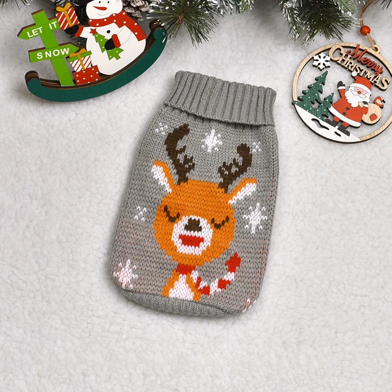 Christmas Deer Pet Sweater – Warm Knitted Holiday Outfit for Small Dogs & Cats