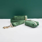 Forest Green Velvet Personalized Dog Collar, Leash & Harness Set