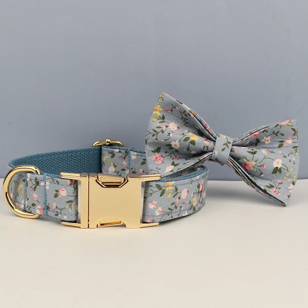 Flower Personalized Dog Collar, Leash & Harness Set