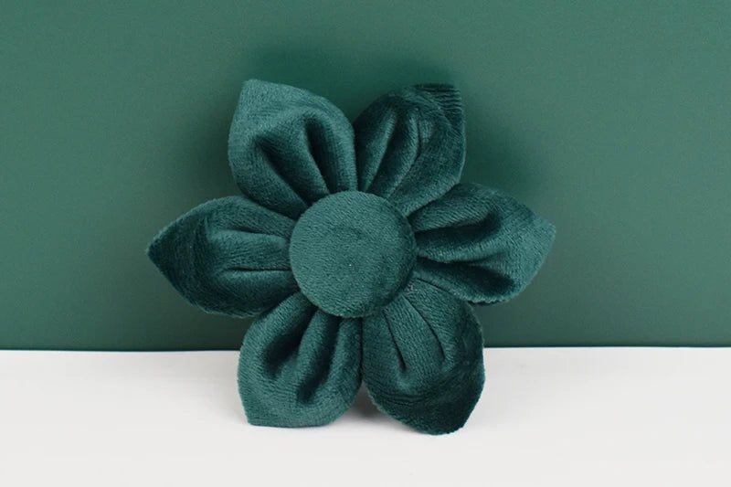 Green Velvet Personalized Dog Collar, Leash & Harness Set