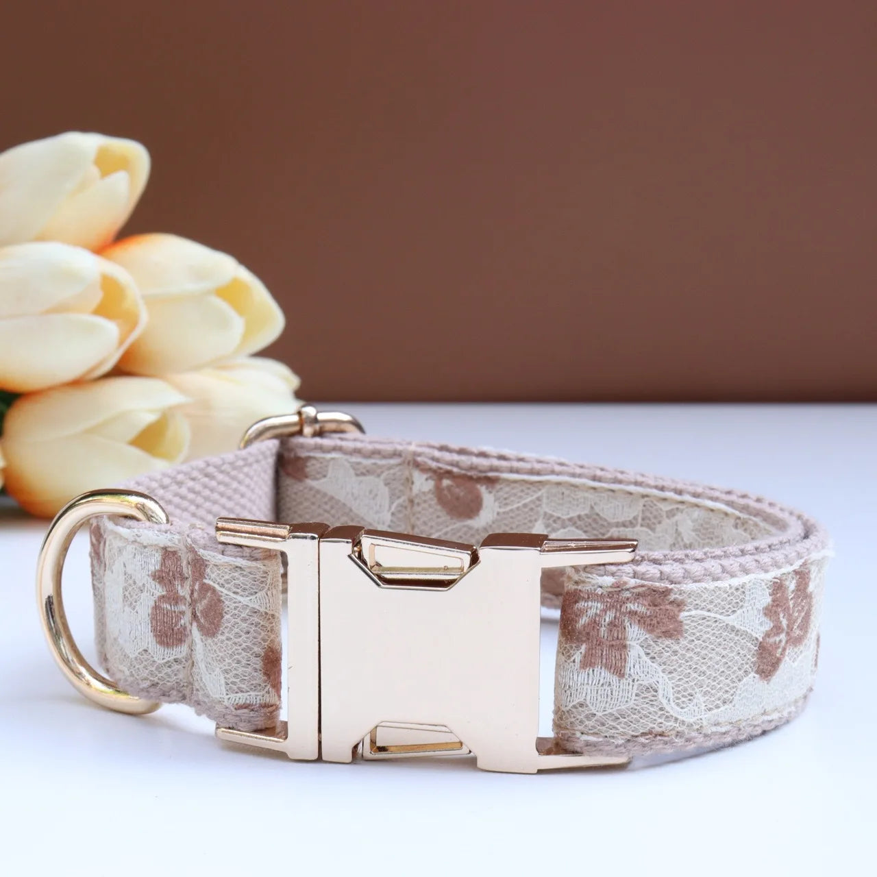 Luxury Pearl Personalized  Dog Collar and Leash Set, Lace Bowtie with Rhinestone Sparkle, Elegant Puppy Girl Pet Necklace