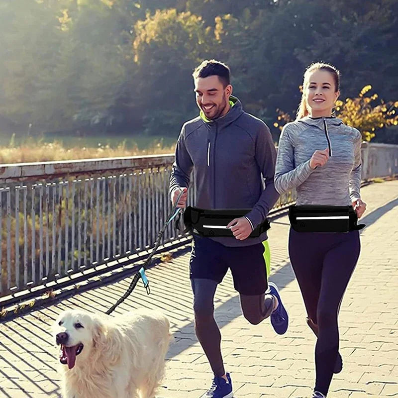 Hands-Free Dog Leash with Waist Bag – Reflective Elastic Running & Walking Leash