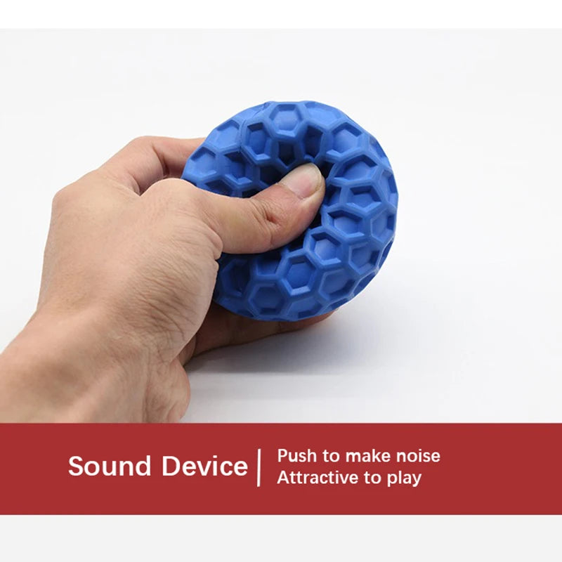 Honeycomb Rubber Dog Ball – Bite-Resistant Sound Toy for Play & Teeth Cleaning