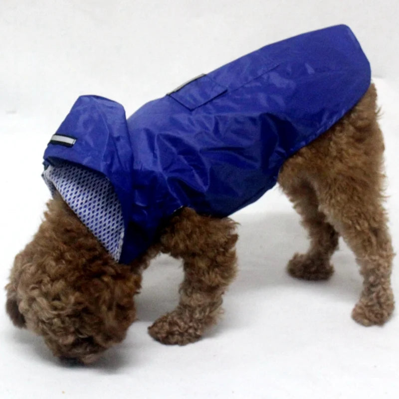Waterproof Dog Raincoat with Reflective Stripe – Lightweight Hooded Poncho for All Seasons