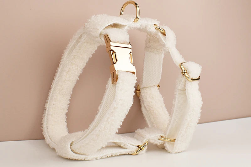 Wedding Handmade Knitted Personalized Dog Collar, Leash & Harness Set