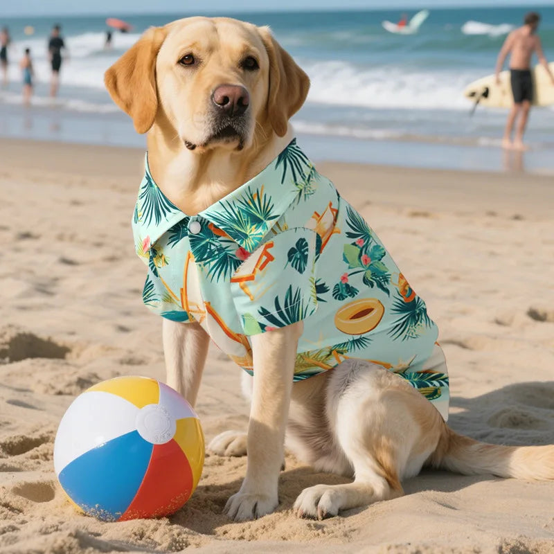Hawaiian Style Dog Shirt – Summer Beach Outfit for Medium & Large Dogs