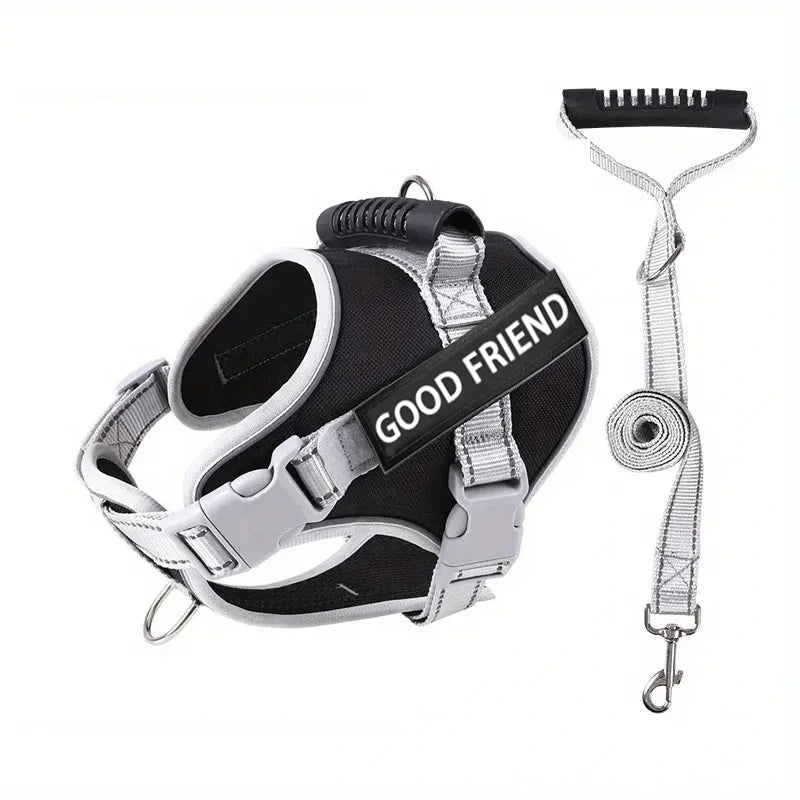 Reflective Dog Harness & Leash Set – Adjustable Comfort Vest for Small & Medium Dogs