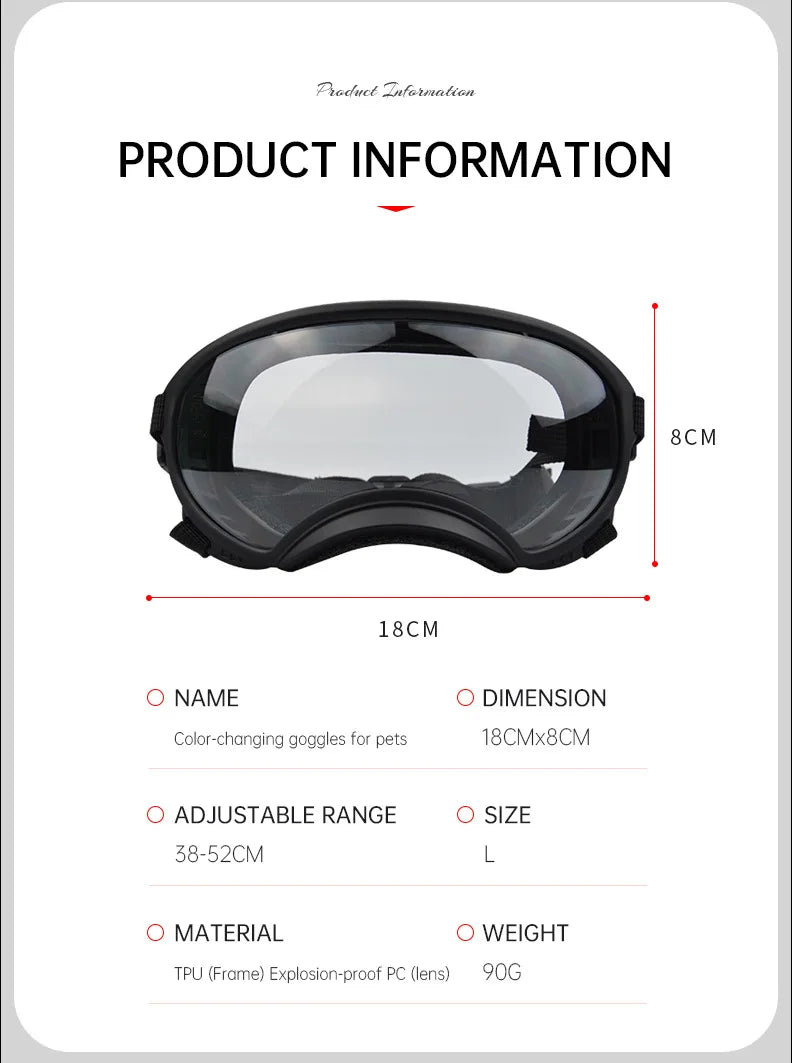 Color-Changing Dog Sunglasses – UV-Resistant Goggles for Outdoor Protection