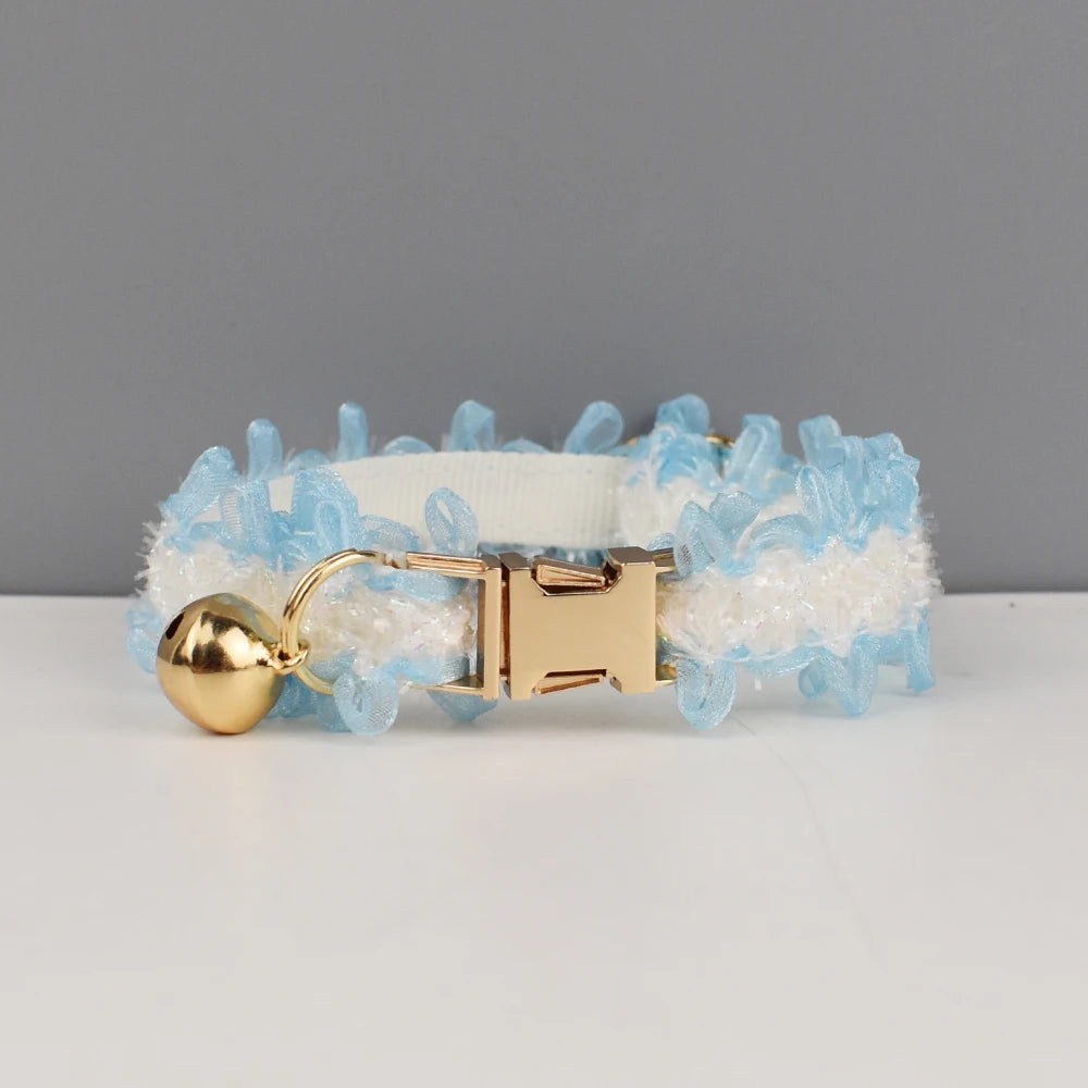 Lace Cat Collar  – Personalized Engraved Nameplate, Padded Small Dogs