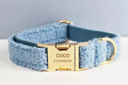 Teddy Velvet Personalized Dog Collar, Leash & Harness Set