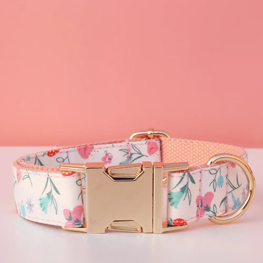 Floral Print Collar Leash Set