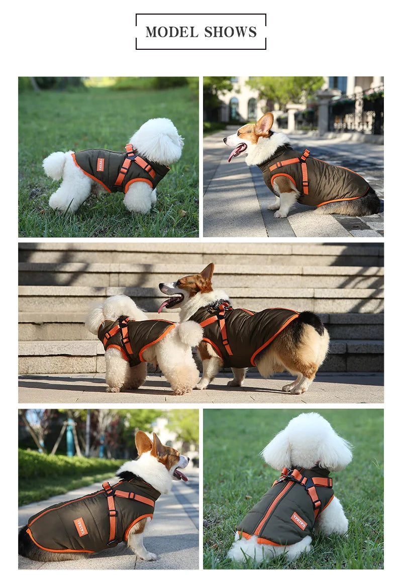 Waterproof Puppy Jacket with Built-in Harness – Warm Winter Vest for Small Dogs