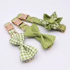 Green Polka Dot Floral Dog Collar and Leash Set