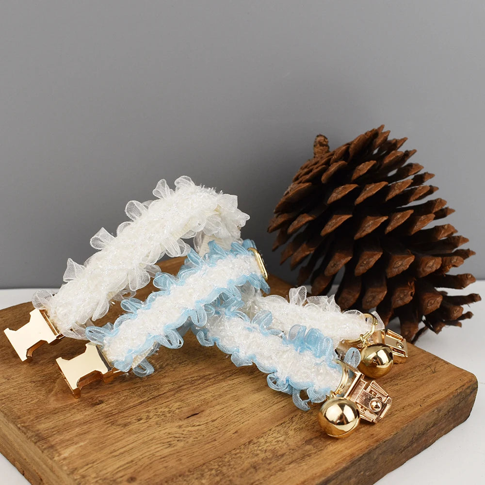 Lace Cat Collar  – Personalized Engraved Nameplate, Padded Small Dogs