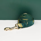Green feather velvet  Personalized Dog Collar, Leash & Harness Set